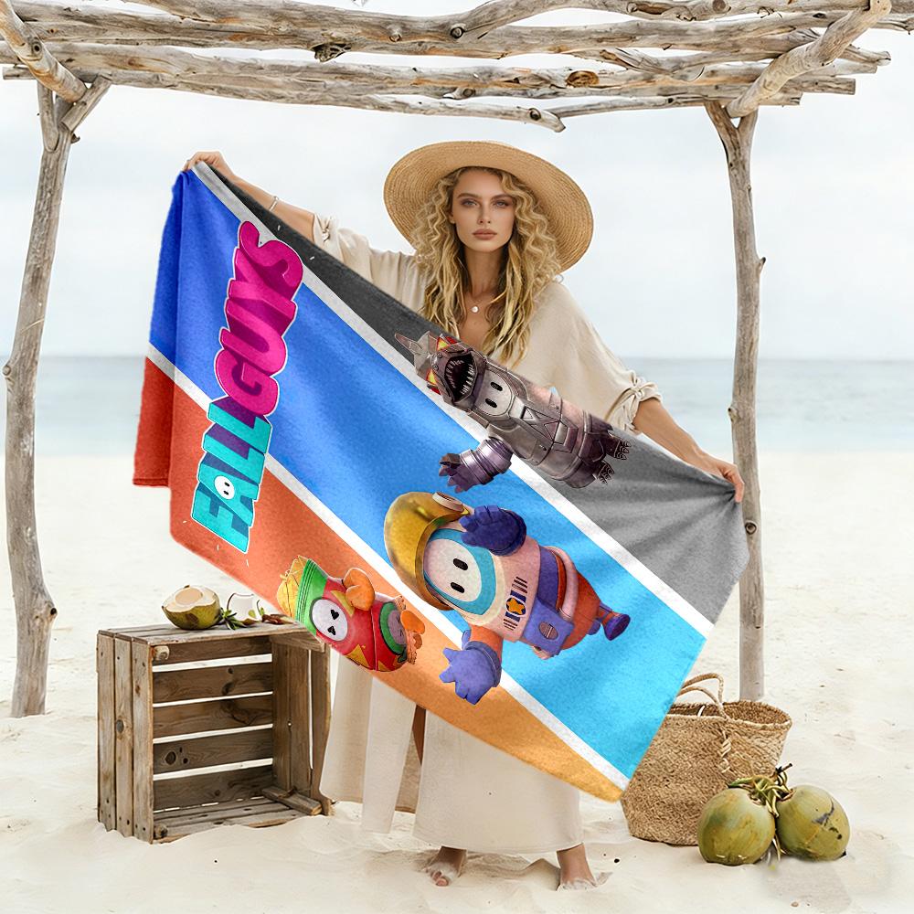 Fall Guys Adventure Beach Towel Quick-Dry Soft Microfiber Comfortable Lightweight Perfect for Traveling Yoga Camping and Swimming