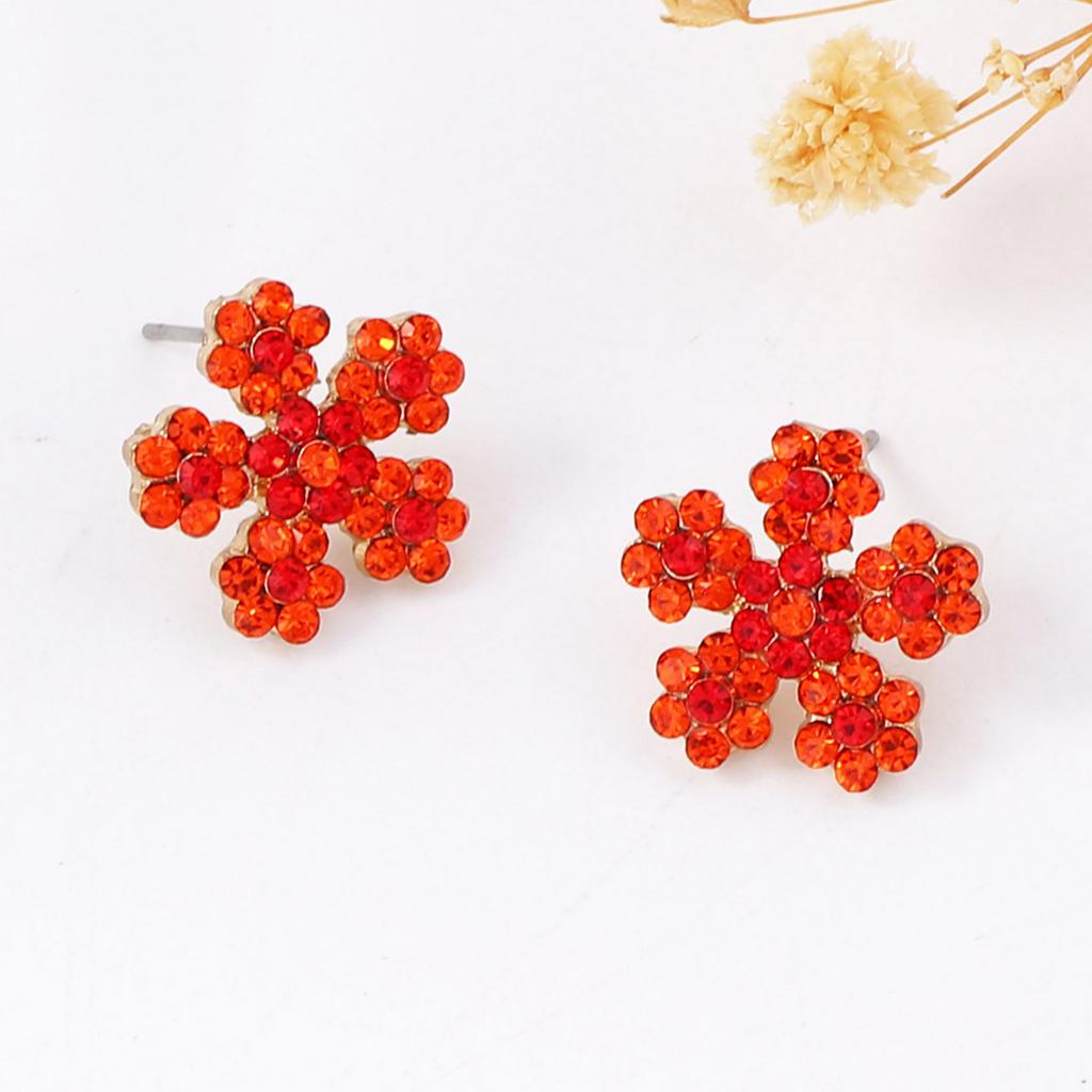 DIGADAGU Metal Rhinestone Flower Stud Earrings New Simple Elegant Earrings Women's Daily Zircon Accessories