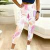 Women Plus Size Casual Printed Drawstring Waist Jogger Pants Side Pockets Cuffed Ankle