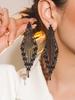 Stylish black electrophoresis long fringed earrings