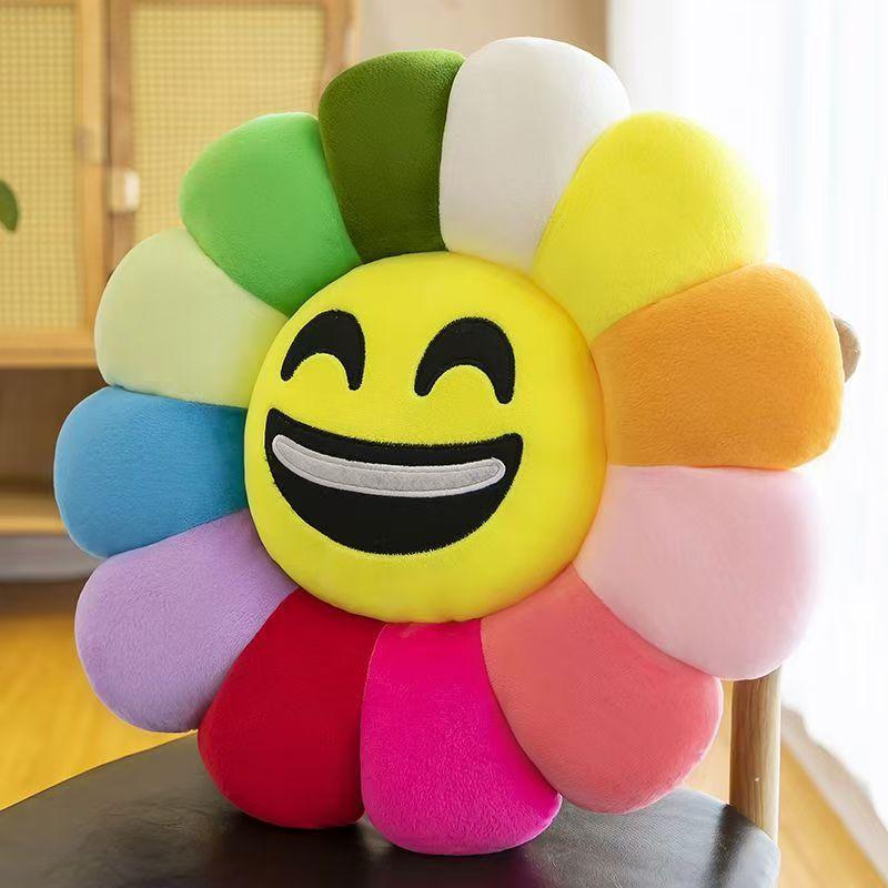 Colorful Sunflower Seat Cushion Petal Expression Pillow Creative Plush Toy Sofa Cushion
