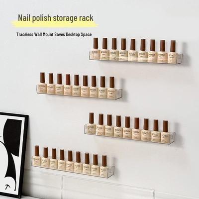 Wall-Mounted Transparent Nail Polish Display Shelf for Salons