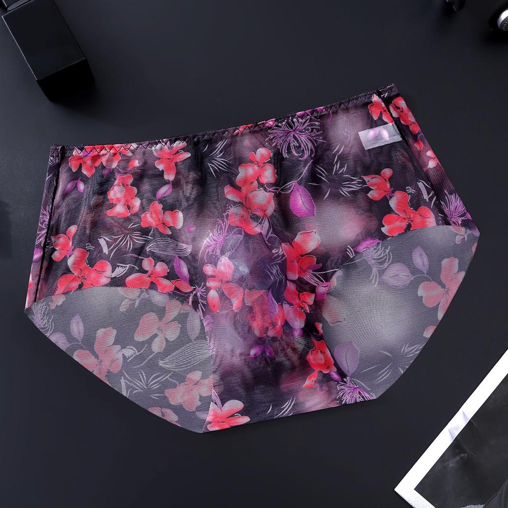 Men Ultra Thin Floral Mesh Briefs See Through Sissy Pouch Panties Male Soft Breathable Underwear Cuecas Women Panties For Men