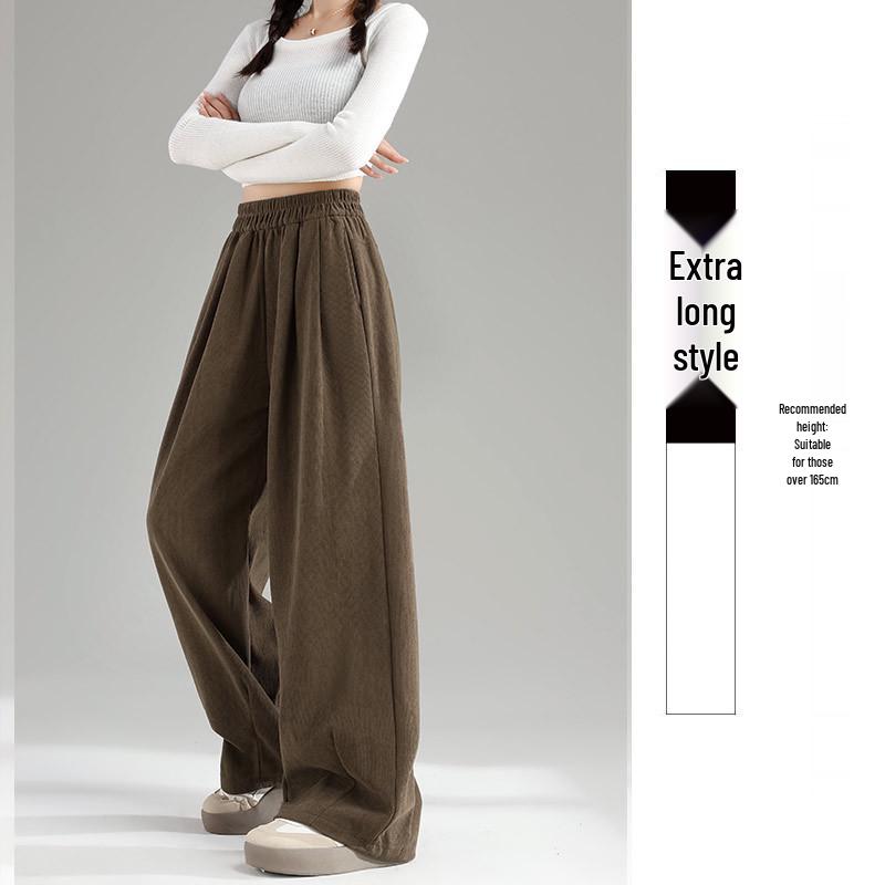 2025 Autumn/Winter European Cotton Velvet Wide-Leg High-Waist Drape Pants for Women
