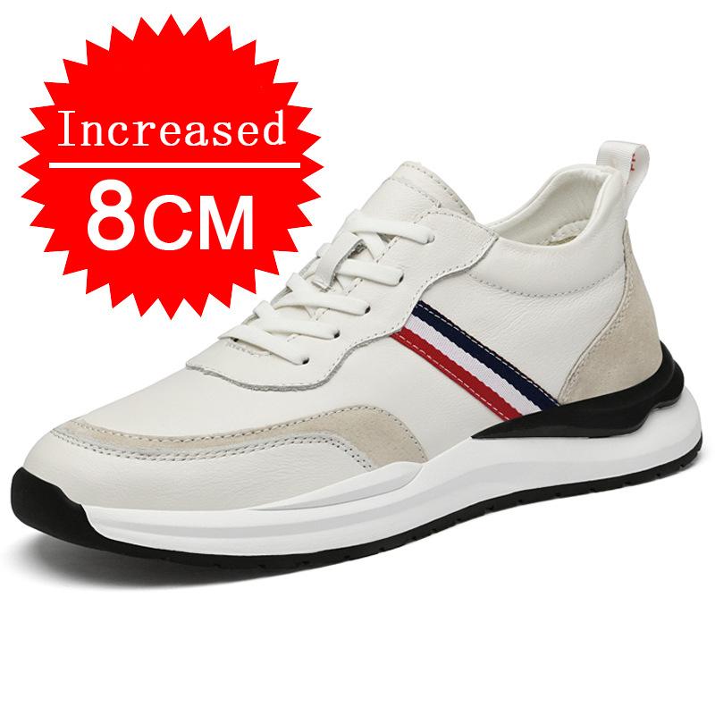 Fashion New Genuine Leather Men Height Increasing Shoes 4/6/8CM Outdoor Casual Sneakers Men Fashion Sports Shoes Men Size 37-43