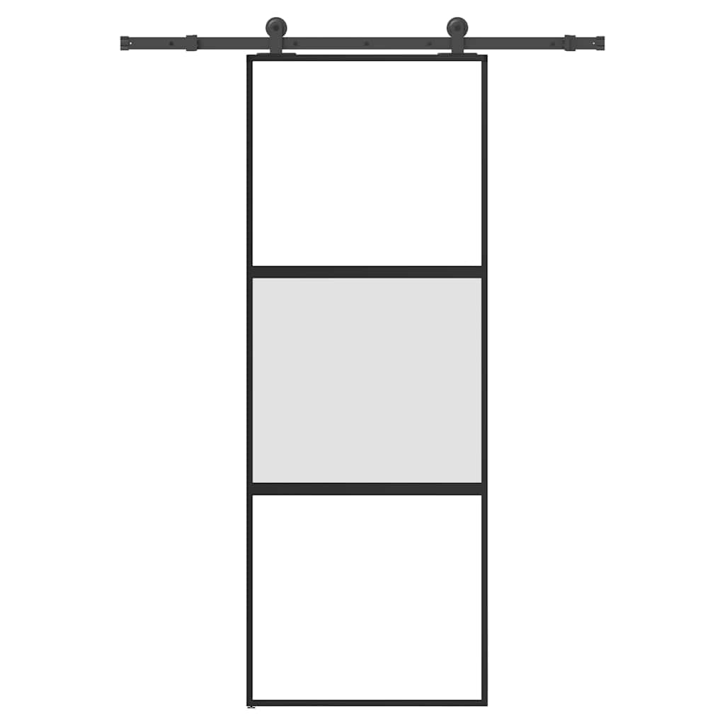 Vidaxl Sliding Door With Hardware Set Tempered Glass And Aluminum