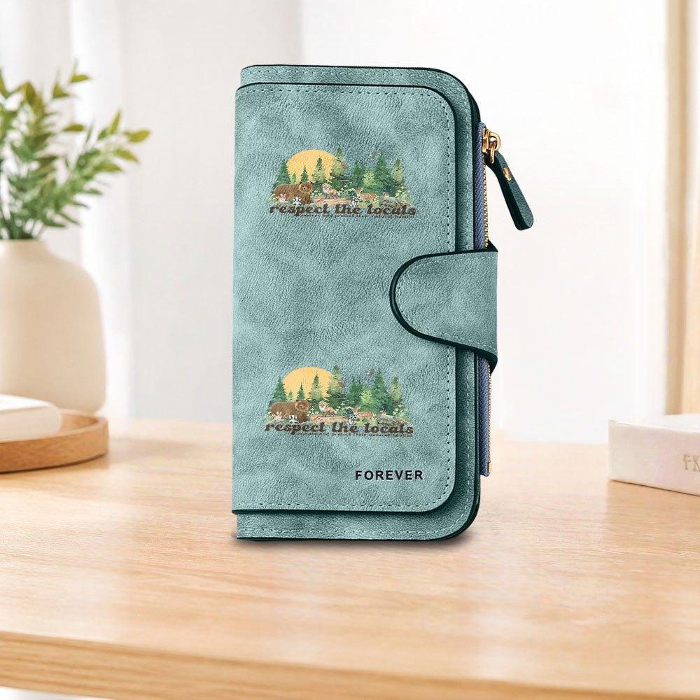 Long Zipper Wallet with Forest Animal Pattern, Large-capacity Card Holder, Unisex Clutch Bag, Stylish Zippered Coin Purse, Suitable for Daily Use, a