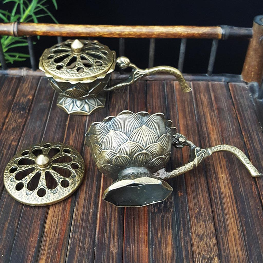 Cone Incense Burner Flower Hollow Out Ash Catcher With Lid Coil Incense Burner Incense Burner Ornament Home For Yoga