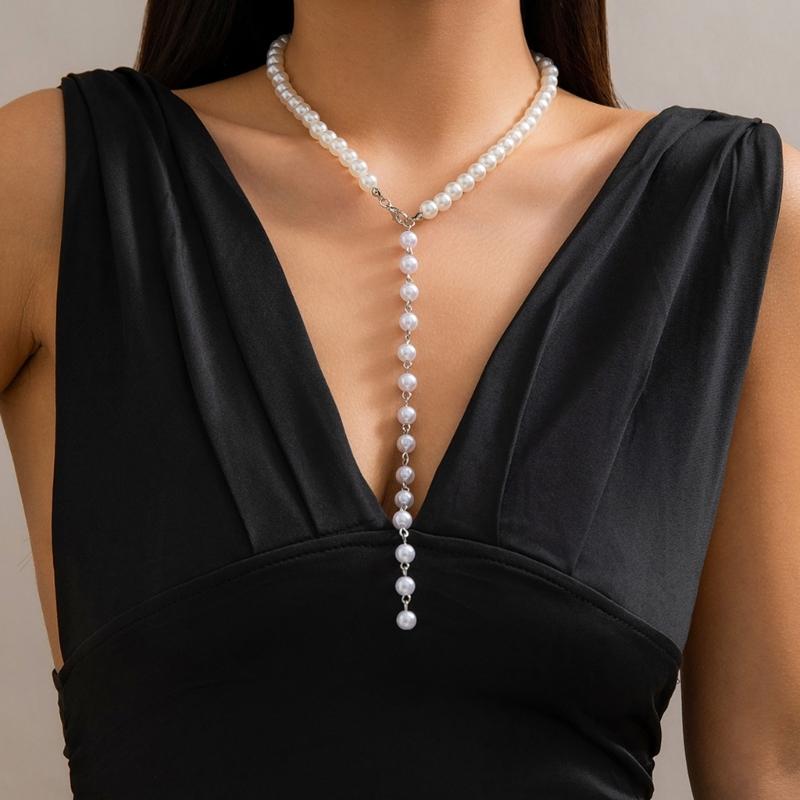 Long Statement Round Beaded Necklace Vintage Inspired Lightweight Tassels Neckchain Handmade Accessory