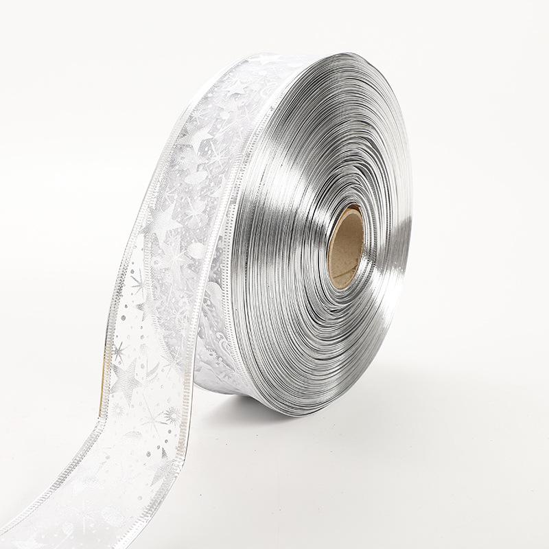 

Золотая и серебряная вышитая рождественская лента для упаковки подарочных коробок