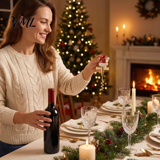 Langlebiger Korkenzieher Zinklegierung Weihnachten Weinflaschenöffner, Emaille Hut/Geschenk/Bär/Dackel Design, Ergonomischer Öffner Doppel-Flügelgriff Korkenzieher,