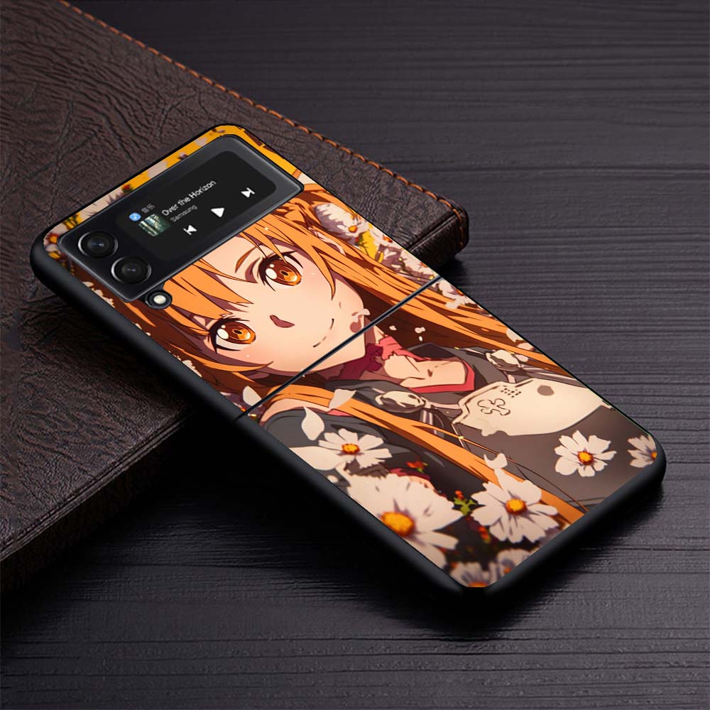 Anime Sword Art Online SAO Phone Case for Samsung Galaxy Z Flip7 Flip6 5G Flip4 Flip5 Flip3 Black Hard Cover Z Flip 7 6 5 4 3 Co