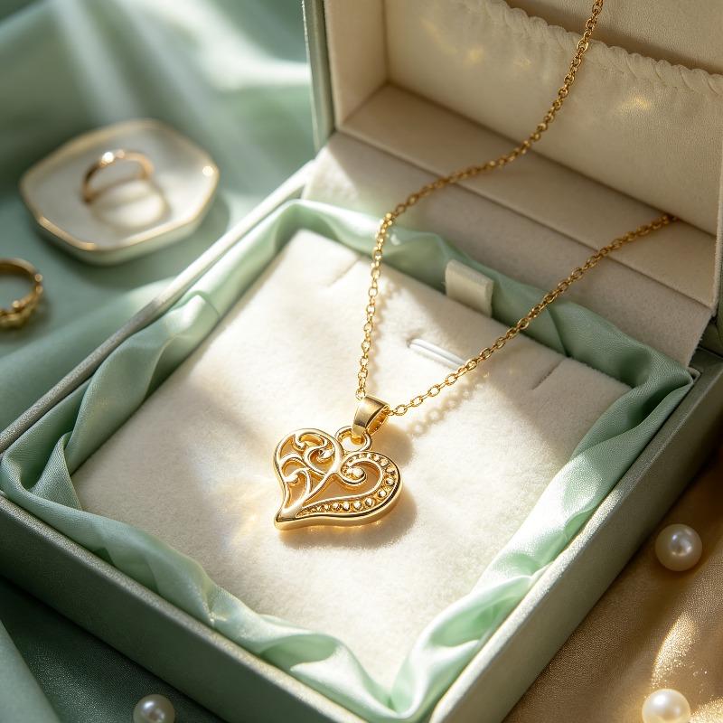 Women's all-stainless-steel heart-shaped necklace Fade-resistant elegant jewelry Commuting party gift