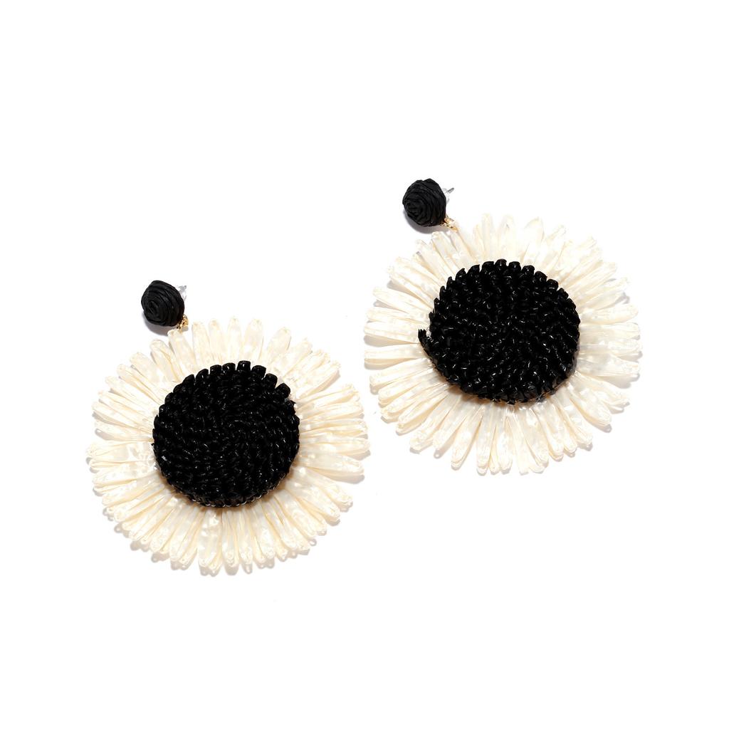 Zvoijio Hand-woven Lafite Large Flower Dangle Earrings Wholesale