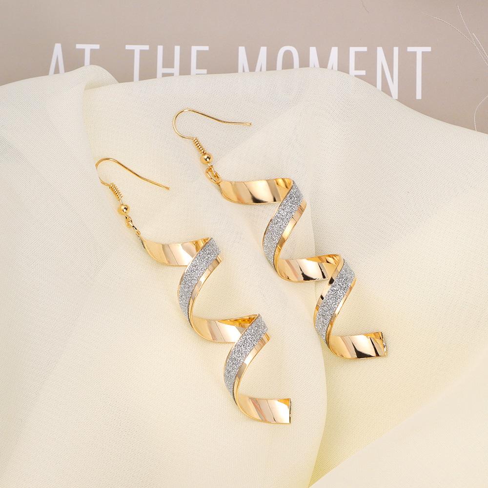 Women 'S Twist Spiral Dangle Charm Fall Earrings Jewelry Stainless Steel Long Peculiar Earrings  Trending For Teens Daily