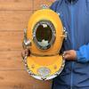 Gelber Taucherhelm, Taucherhelm mit Holzsockel, Tiefsee-Taucherhelm, ideales Geschenk