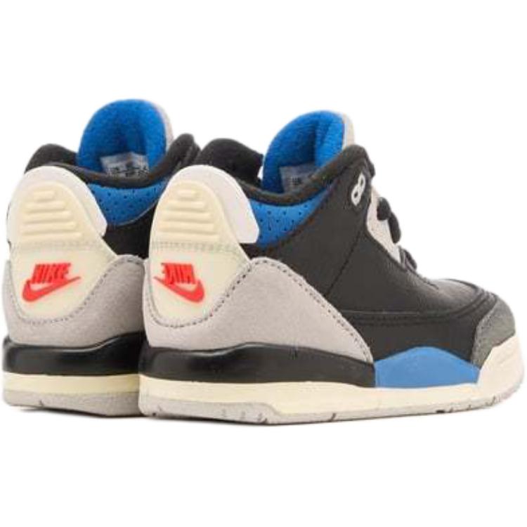 New Jordan Air Jordan 3 Anti Slip Wear Resistant Mid Top Toddler Shoes Black Gray Infant And Toddler IB8966-004