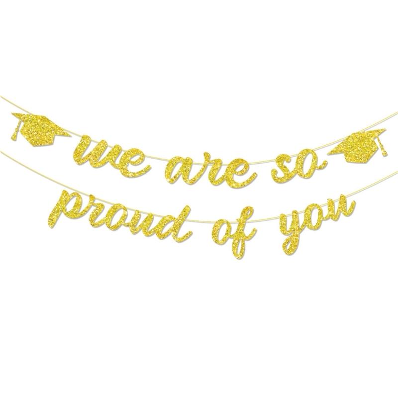 Graduation Decoration Banners With Glittering Finish Multipurpose Hanging Streamers 3 Color Option