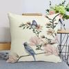 Bird Flower Decorative Pillow Covers 18x18 Linen Outdoor Square Pillow Case Cushion Cover for Sofa Couch Bedroom