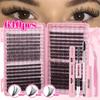 640 Touffes Faux Cils DIY pour Poupées: Set d'extensions de cils postiches segmentées D-curl naturels denses 9-16mm