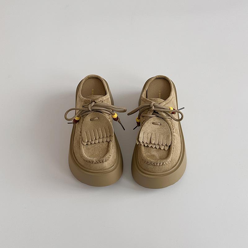 Retro Platform Beaded Lace-up Martin Boots Women's Autumn and Winter Lace-up Fashion Matte Leather Versatile Platform Casual Shoes Tide