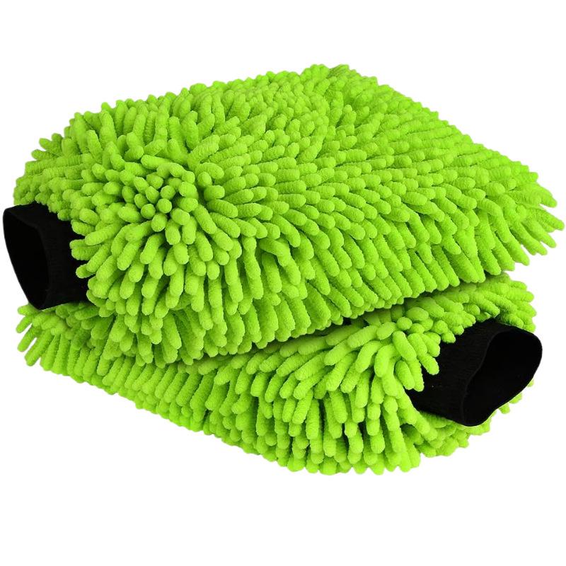

Microfiber Chenille Car Wash Mitt - Anti-Scratch Cleaning & Drying 15 x 22 cm, 55-60g неон зелений колір