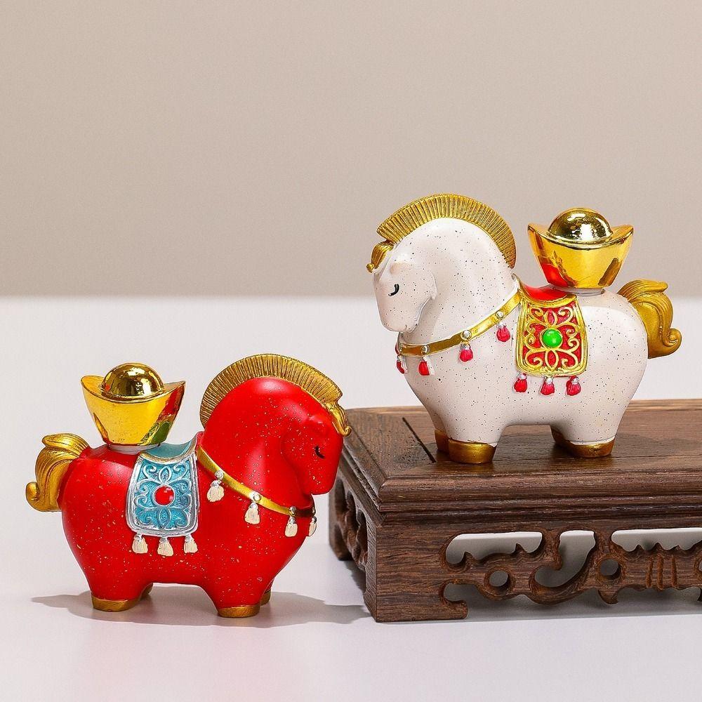 Chinese Style Horse Figurine Resin Desktop Ornament Cute Horse Miniature  Bookshelf