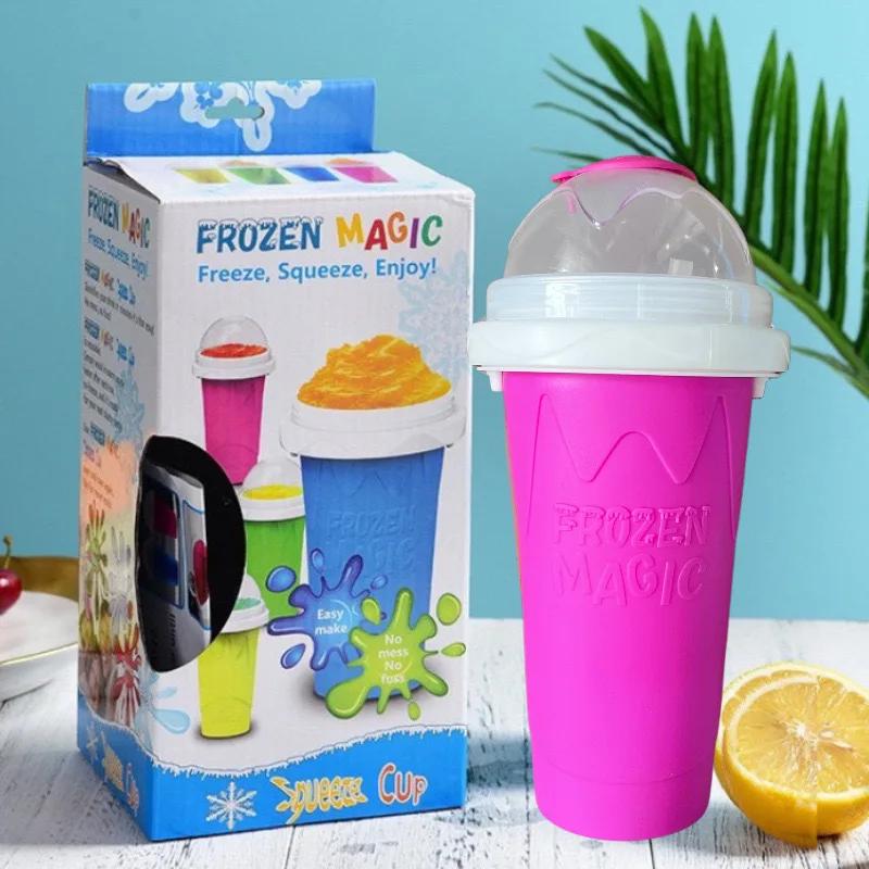 

Squeeze Cup Magic Quick Frozen Smoothies Cupfor Juices Milk Ice Cream Make Double Layers Silica Cup for Kids Friends Family 500ml розовый