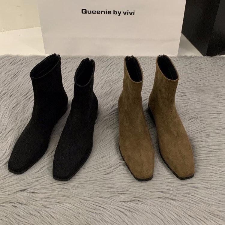 Feeling Retro and Foreign Style Small Short Boots 2025 Autumn and Winter New Single Boots Thin Boots French Suede Small Ankle Boots