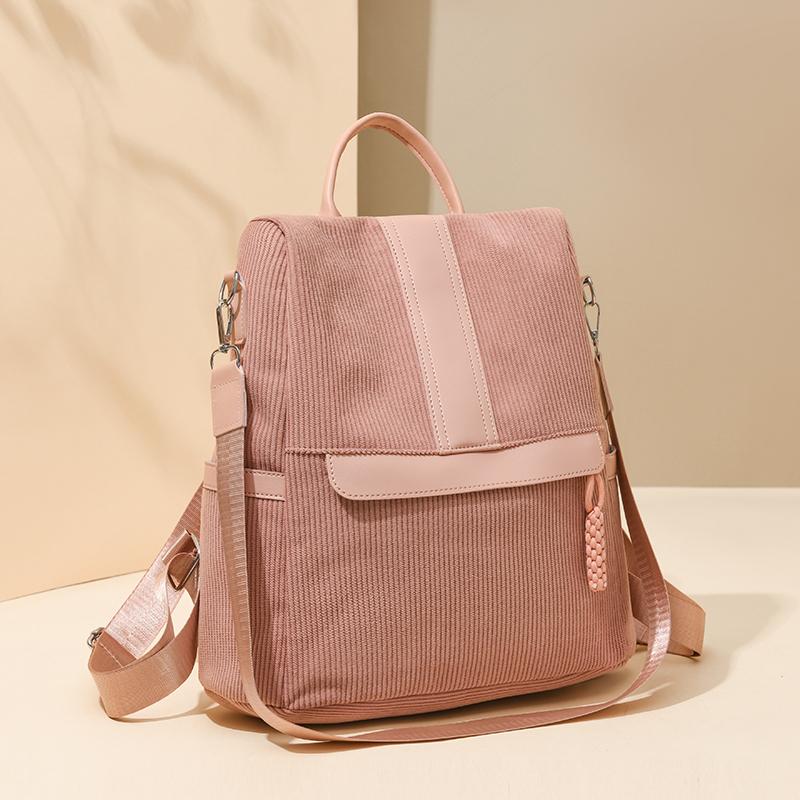 Cordrucksack Damen Einfarbiger Rucksack Studenten Schultasche