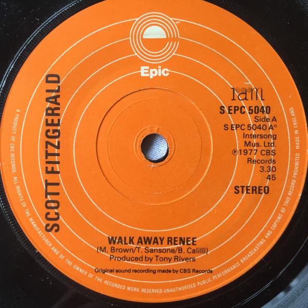 

7-дюймовая пластинка СКОТТ ФИЦДЖЕРАЛЬД - Walk Away Renee / Please Say Hi To SEPC5040 EPIC 1977 Великобритания Рок Б/У