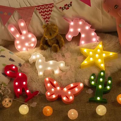 1PC Creative LED Shaped Wall Lamp Battery Powered Night Light Indoor Decoration Lights For Bedroom Table Beach Party&Photography