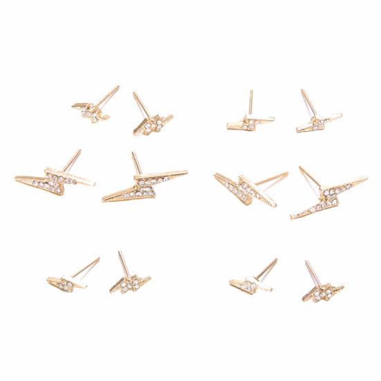 6Pairs/Set Simple Women Big Small Lighting Rhinestone Stud Earrings Jewelry