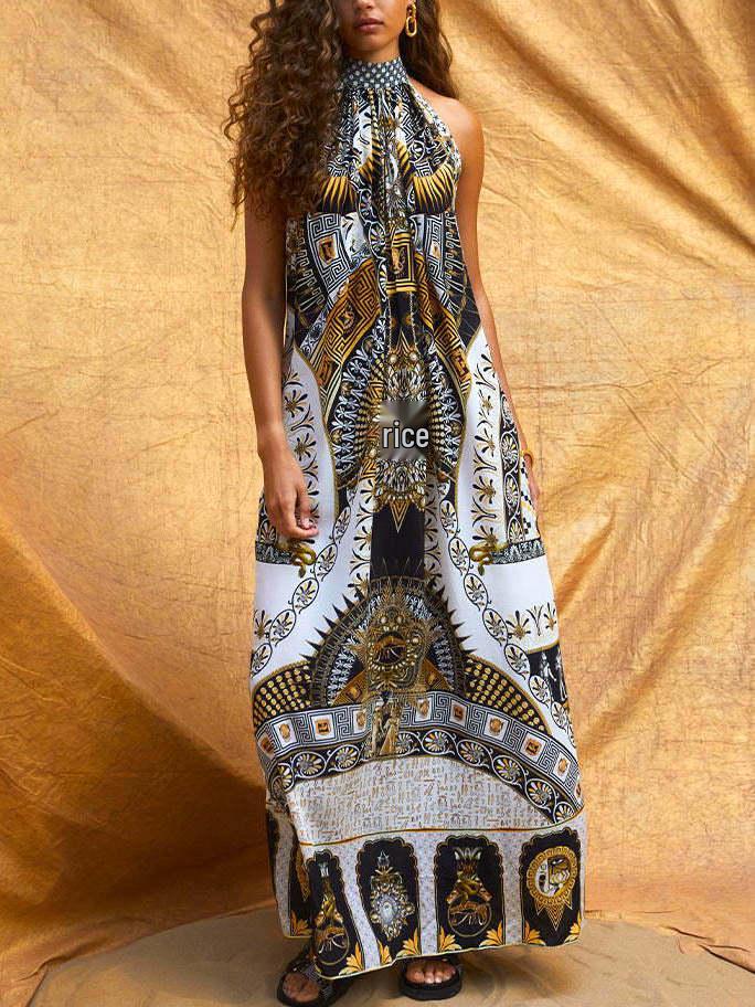 European & American 2025 French Retro Slimming Waist Hepburn Style Long Dress
