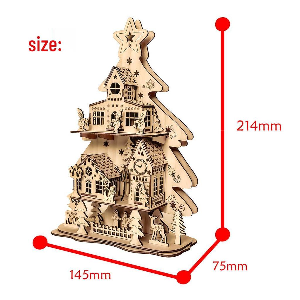 3D Christmas Cabin Wooden Puzzle: Educational DIY Holiday Ornament