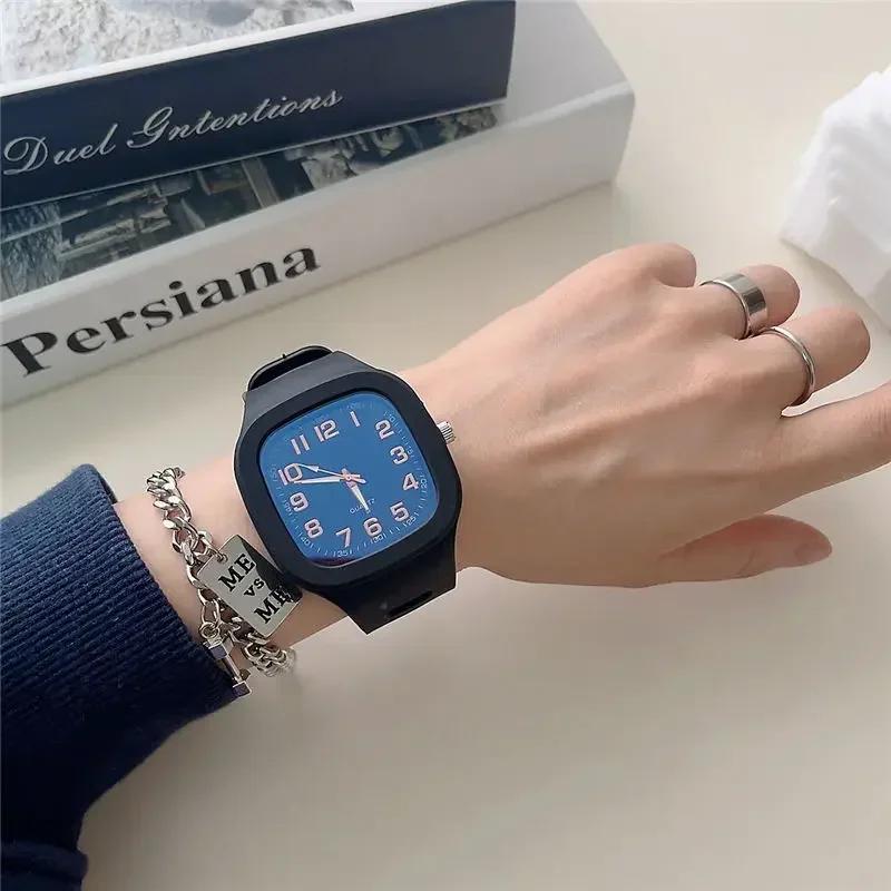 Square Quartz Watches for Men and Women Ins Style Simple Waterproof Sports Watch Leisure Fashion Student Couple Watch