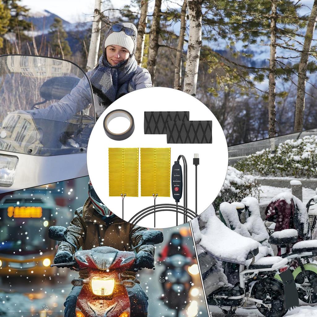 For Scooter Motorcycle Handlebar Grips Temperature Control Heated Grips Pad Warmer Sleeve For Van Bicycle Atv Dirtbike Mountain