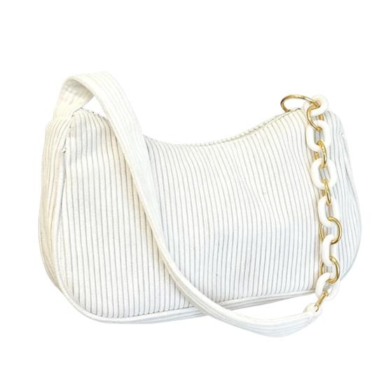 Damen Kord Schultertasche Stilvolle Handtasche mit oberem Griff Halbmond Handtasche Einfache Achseltasche für Einkaufen Pendeln Date