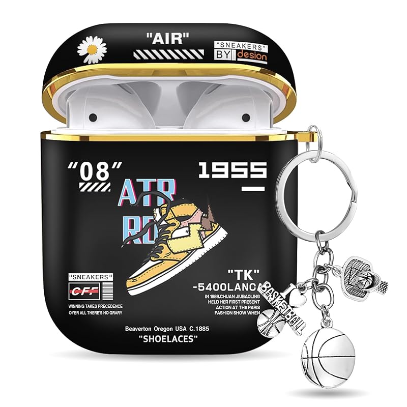 

Airpods 2nd generation case sneakers creativity design AirPods 1/2 South Korea Fashionable cute character air pods cover with basketball keychain