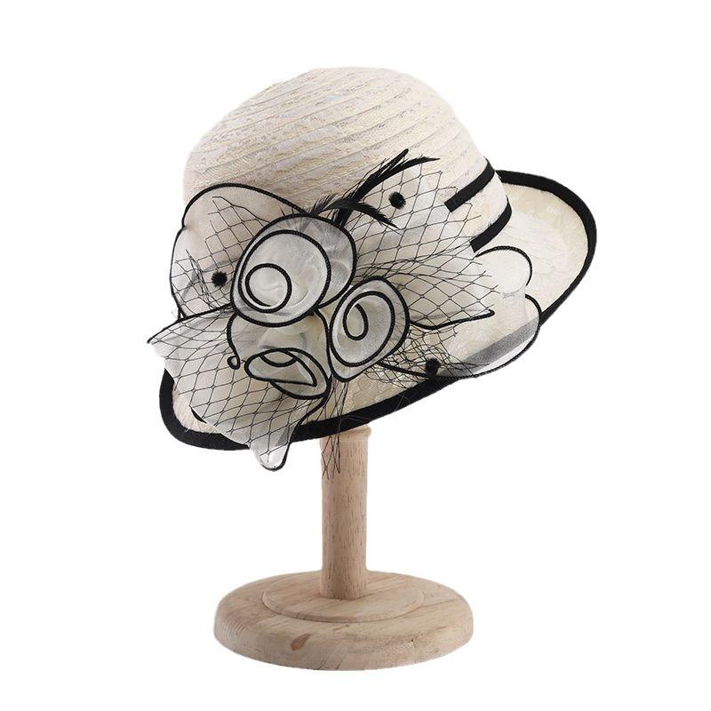 Summer lace breathable sun hat women's mesh flower pot hat sun hat fashion versatile crimped top hat