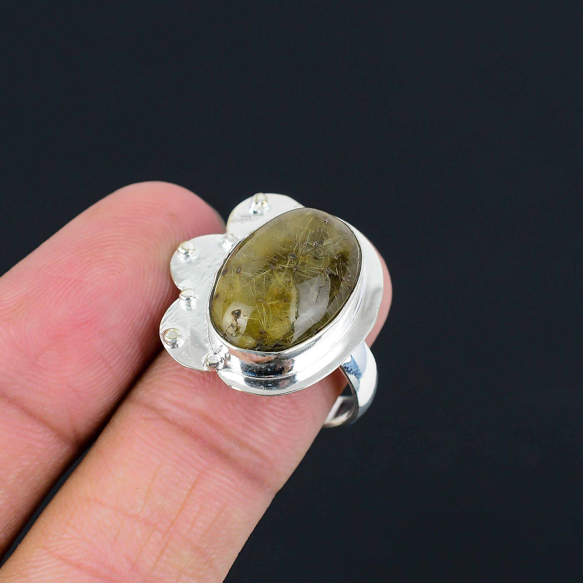 

Natural Golden Rutile Gemstone Multi Stone Ring Size 9 925 Silver For Women 9