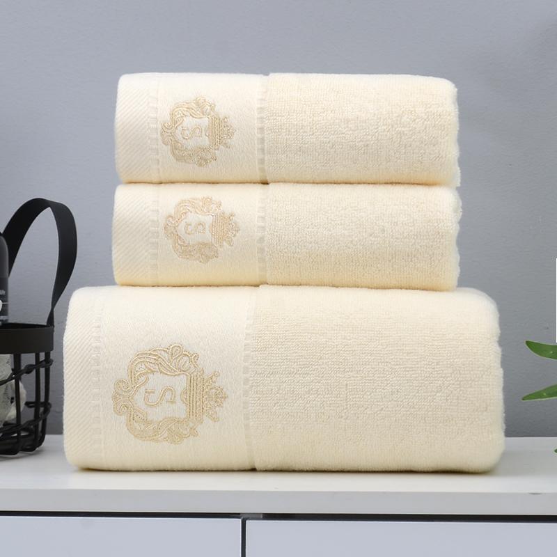 Set Of 3 Cotton Bathroom Towels Sets 2Pcs Hand Face Towel 35X75Cm And 1Pcs Big Bath Towels 70X140Cm Washcloths Gift Towels