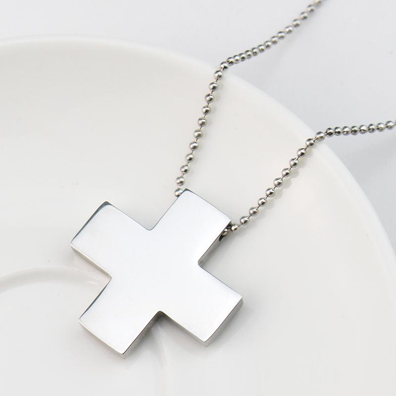 Stainless Steel Cross Pendant Anime EVA Katsuragi Misato Necklace for Women Cosplay Jewelry Beads Chain Charms Amulet Necklaces