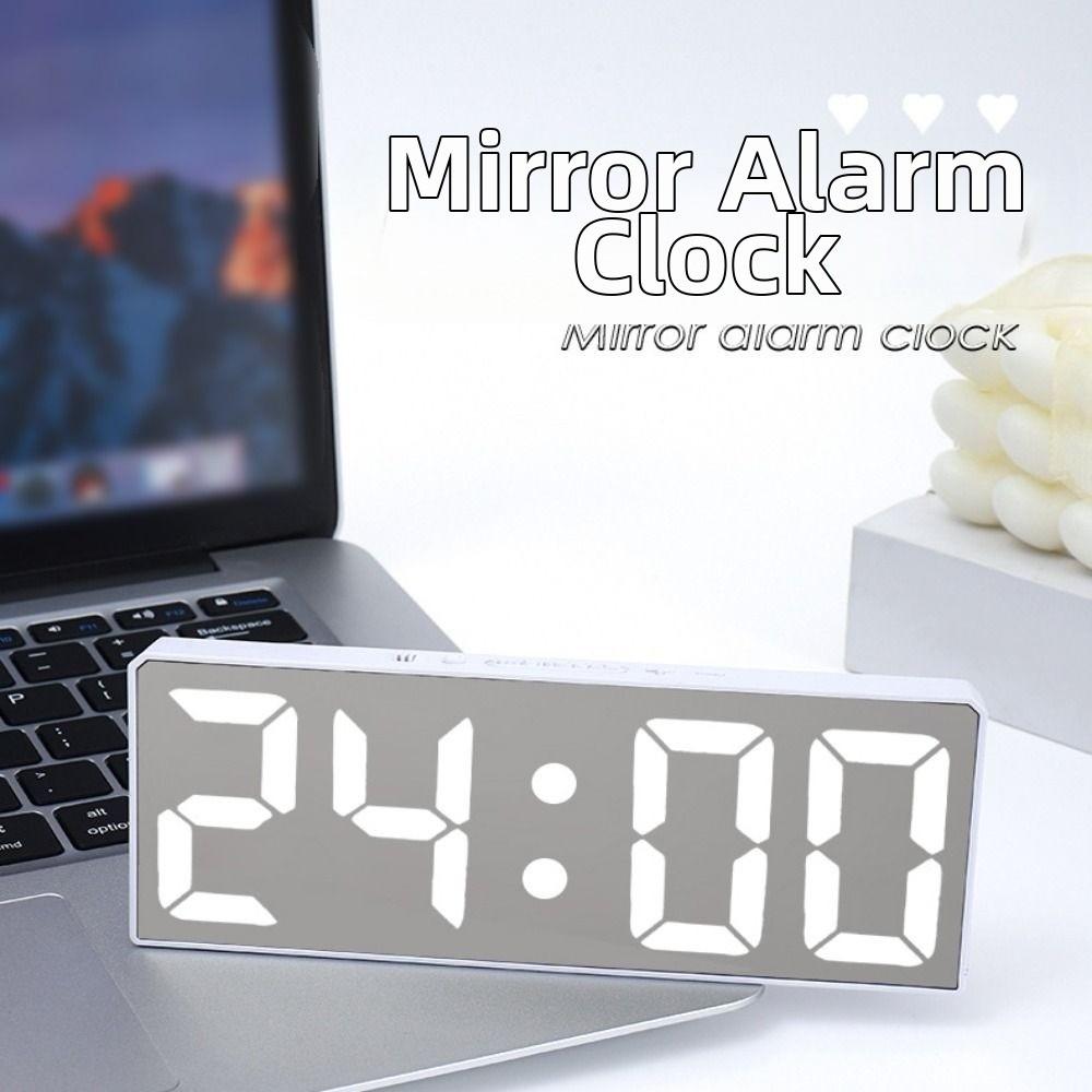 Temperature Display Electronic Table Clock Luminous Mirror LED Digital Clock  Office