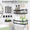 Shower Caddy, Adhesive Shower Organizers Large Capacity Stainless Steel, Drill-Free Shower Shelves for Inside Shower with Hooks SC01-2