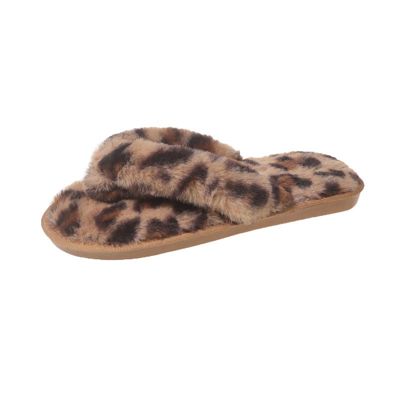 Fashion 2024 New Women's Thick-soled Non-slip Plush Slippers Autumn and Winter New Home Indoor Cotton Shoes Women's Plush Flip-flops