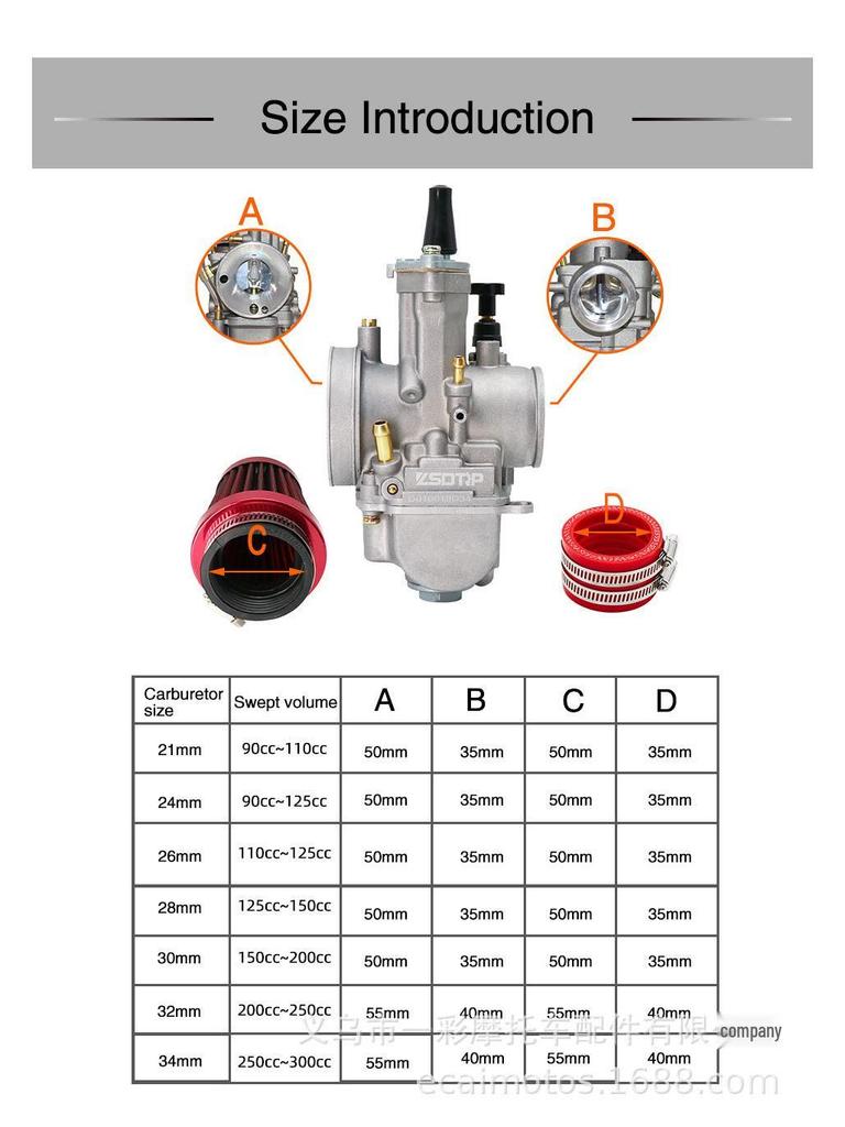 PWK28 Off-Road Motorcycle 30mm Carburetor Set with 35-40mm Intake Manifold