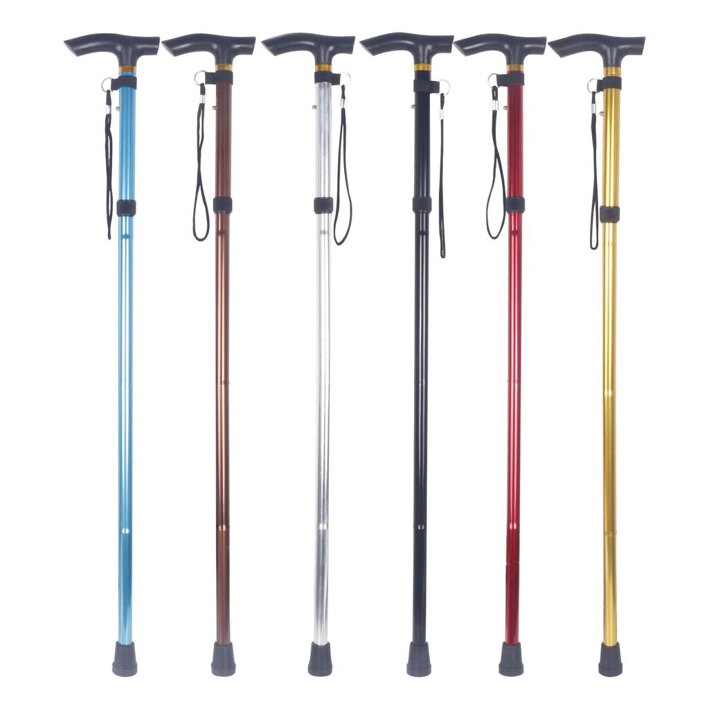 Reinforced Aluminum Telescopic Folding Walking Stick: Adjustable, Non-slip, Four-section Crutch for Hiking