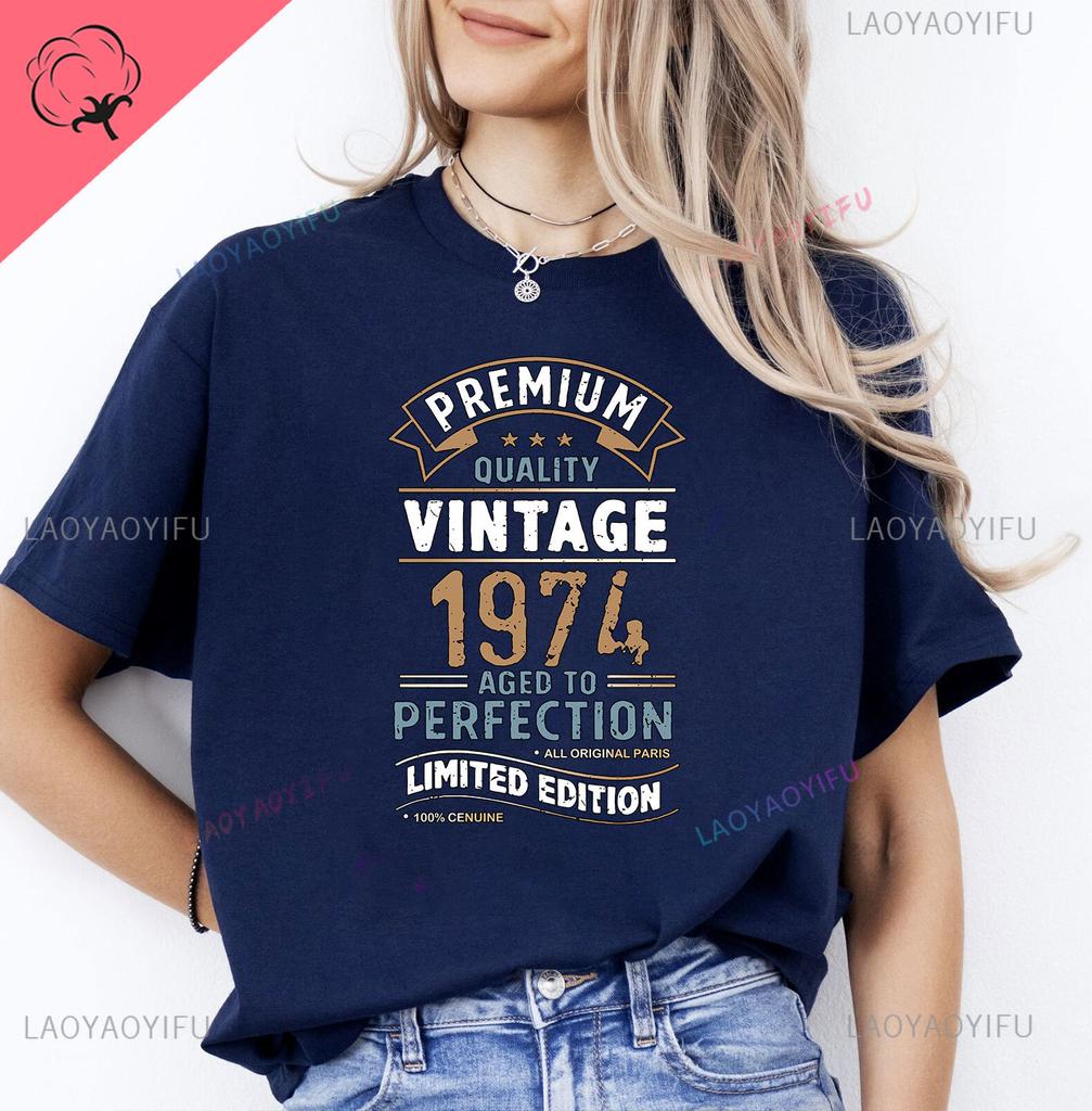 Mens Luxury Tshirt Vintage Year 1974 - Limited Edition 49rd Birthday Mens Funny T-Shirt 50 Year Old T Shirt Summer Tops Tees