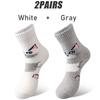 2Pairs Cartoon Cat Wool Socks for Women Thick Soft Warm Mid Tube Socks Winter Fleece Terry Loop Socks Outdoor Sports Gray